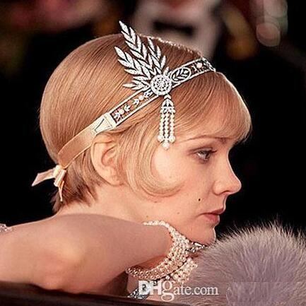 New Great Gatsby Vintage Headbands Hair Bands Headpieces Bridal Wedding Jewelries Accessories Silver Crystals Rhinestone Pearls HT05