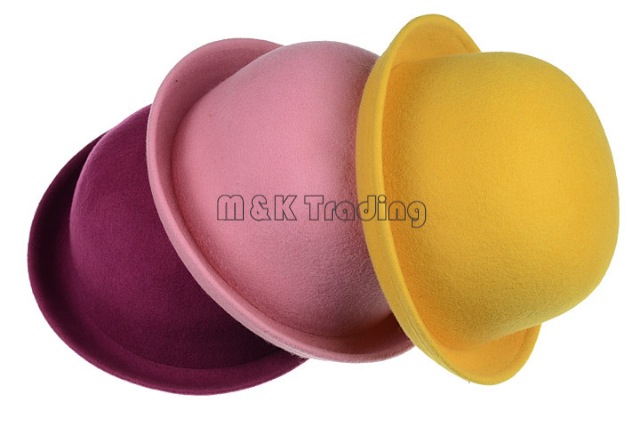 Autumn Winter British Style Top Stingy Brim Hats Women Vintage Round Trilby Wool Blending Jazz Cap More Colors