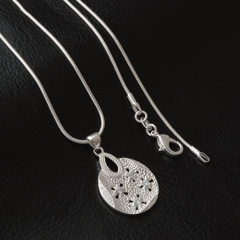 Free shipping fashion high quality 925 silver wave With diamond jewelry 925 silver necklace Valentine's Day holiday gifts hot 1643