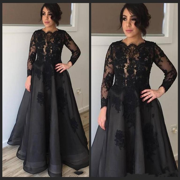 Black Applique Lace Evening Dresses Long Sleeve A Line Prom Gowns Plus Size Simple Mother Of Groom Dress, Hunter
Black Applique Lace Evening Dresses Long Sleeve A Line Prom Gowns Plus Size Simple Mother Of Groom Dress, Hunter