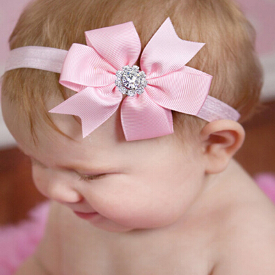 Baby Bow Rhinestone Headband Hair Bowknot Headbands Infant Hair Accessories Headdress flower 20pcs/lot