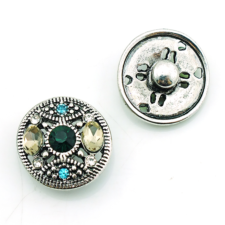High Quantity 18mm Snap Buttons Fashion 3 Color Pierced Crystal Metal Ginger Clasps DIY Noosa Chunks Jewelry Accessories