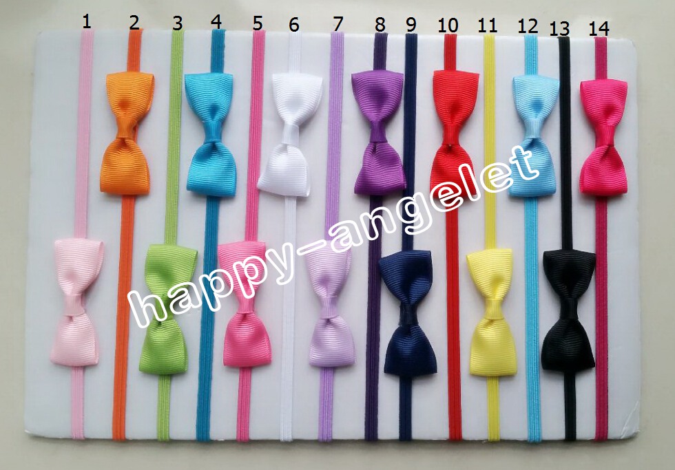 25pcs baby ribbon hair bow with mini Thin Elastic headbands girl hair accessorie 2" bow flower hair band slender rubber hair ties PJ5277