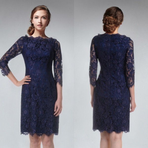 Dark Blue Sheath Simple Bridemaid Dresses Bateau 3/4 Long Sleeve Bridesmaid Dresses Maid of Honor Gowns Short Dress Lace Zipper
Dark Blue Sheath Simple Bridemaid Dresses Bateau 3/4 Long Sleeve Bridesmaid Dresses Maid of Honor Gowns Short Dress Lace Zipper