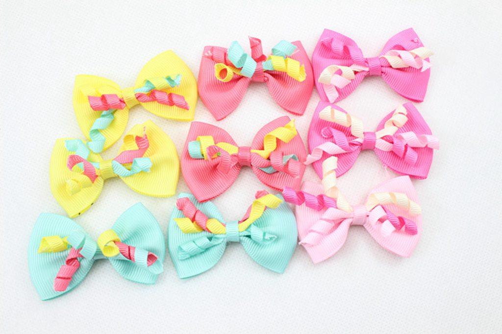 20pcs 2.5" Ribbon korker Hair Bow Clip Girl Hair Accessories Boutique Side Clip Cute Gymboree style Princess Hairpins for Kid HD3406