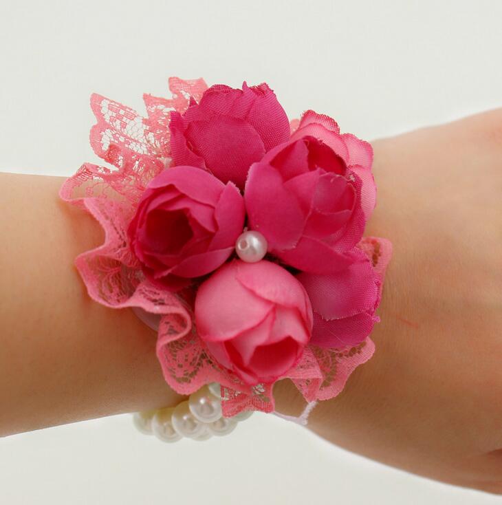 Beautiful Pink Red Champagne Purple Flower Corsage With Brooch Pin For Wedding Bridal Groom Supplies Retail and WholesaleBF02
