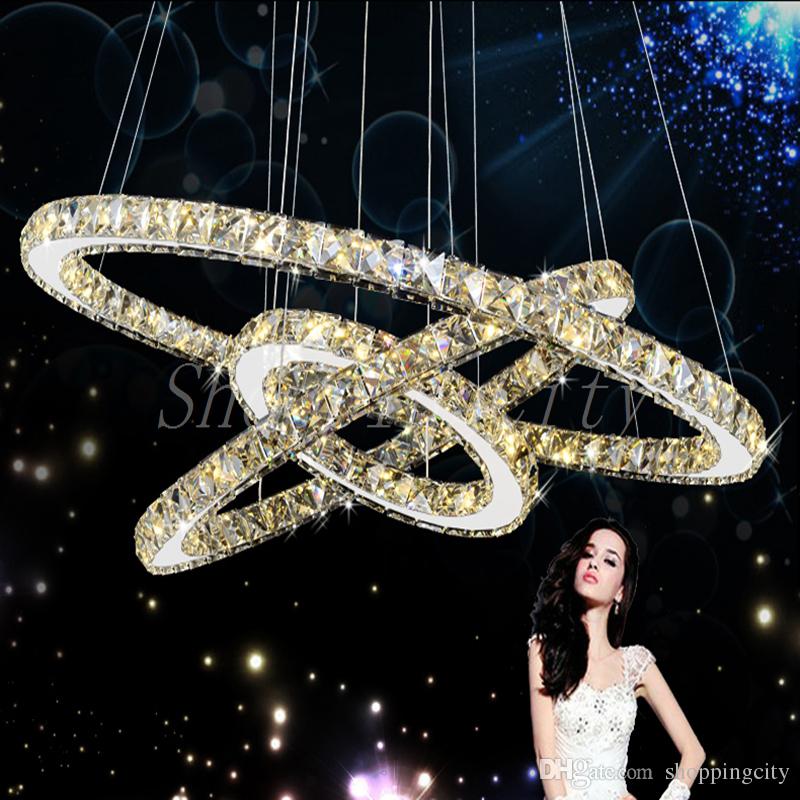 Modern LED Crystal Chandelier Ring Diamond K9 Pendant lamps lighting For Beach House Bedroom Lights Dining Room Lght