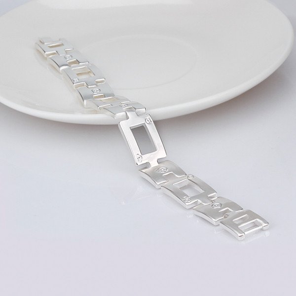 Hot sale gift 925 silver Hollow Wide Strap Bracelet-Men DFMCH343,Brand new fashion 925 sterling silver Chain link bracelets high grade