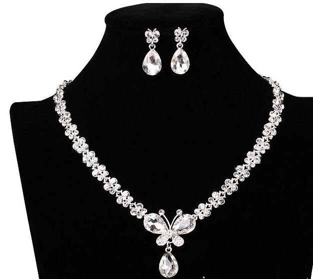 Wedding Rhinestone Pearl Necklace+Earrings Wedding Bridal Jewelry Sets wedding accessories bridalmaid dress party hair accessories HT032