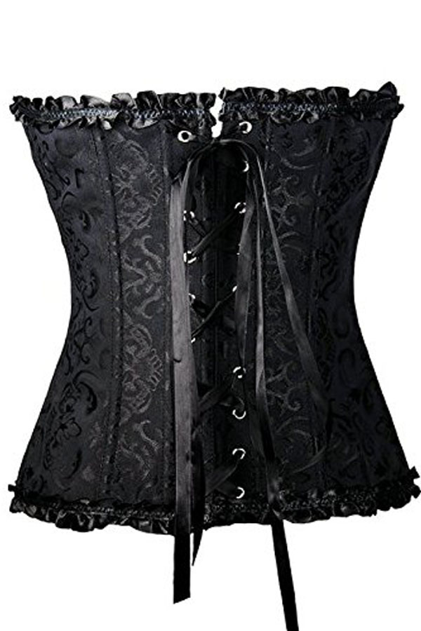 Frill Jacquard Brocade Corset Wholesale Plus size Lace up Women Ribbon Floral Embroidery Overbust Sexy Dance Bridal Corse Bustiers
