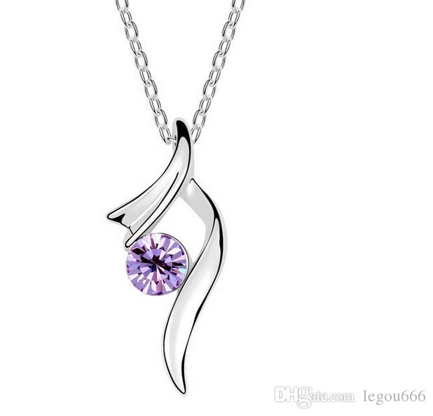 Hot Sale Fashion Silver Plated Crystal Pendants Necklace/Earrings Wedding Accessories Jewelry Sets For Women G450