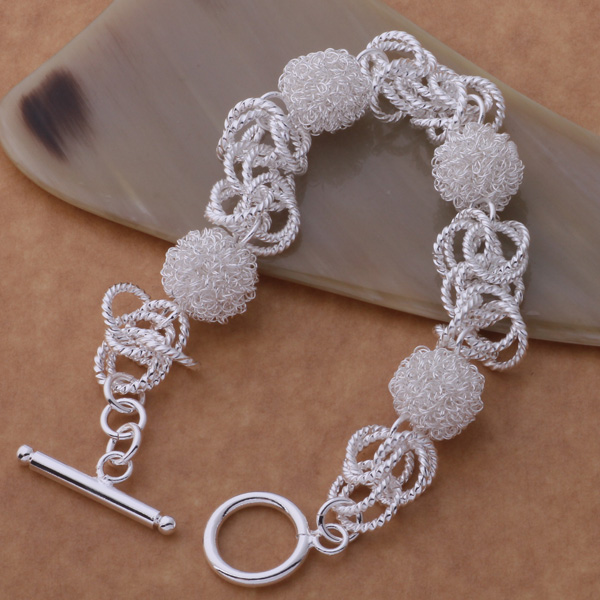 (Jewelry Manufacturer)925 Sterling Silver Silver Bracelets fashion jewelry mesh ball toggle Bracelets silver jewelry factory price