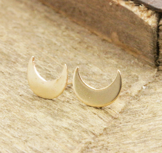 30Pair Gold Silver Cute Crescent Moon Stud Earrings Simple Tiny Half Moon Earrings Jewelry for Women