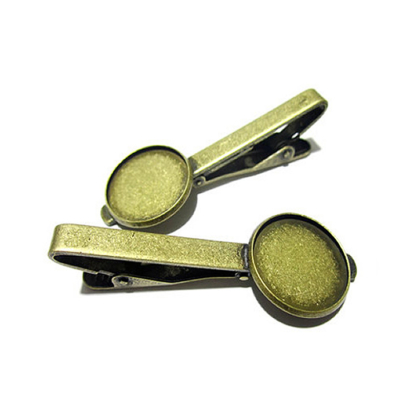 Beadsnice tie clip parts brass jewelry accessories blank tie clip with 16mm round bezel setting ID 23044