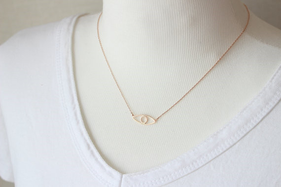 30PCS- N051 Gold Silver Hamsa Hand Evil Eye Necklace Open Line Devil Eye Necklaces Simple Fortunate Turkish Eye Necklace