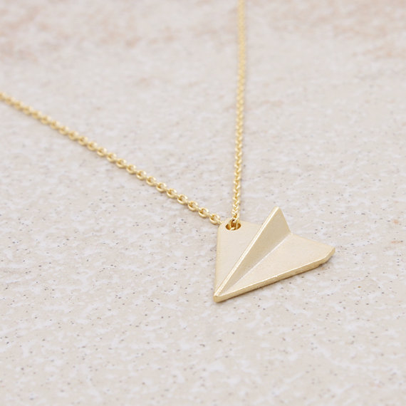 10PCS Gold Silver Origami Plane Necklace Paper Plane Necklace Tiny Aircraft Airplane Necklaces Jewelry for women