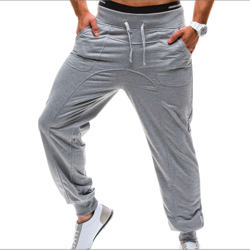 Wholesale-2016 New Mens Fashion Baggy Sweatpants Hip Hop Harem Sweat Pants Men Casual Solid Sport Jogging Trousers Pantalon Homme 13M0472