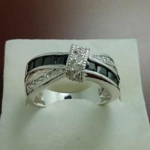 Luxury Size6-9 Luxury jewelry 925 silver filled black sapphire gemstones wedding Ring