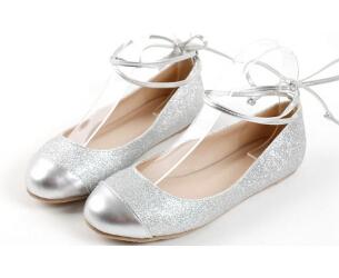 2015 women flat ankle strap ballet flats summer silver Sequins creepers ballerina sapatilhas dress shoes plus size 40-43 c1020