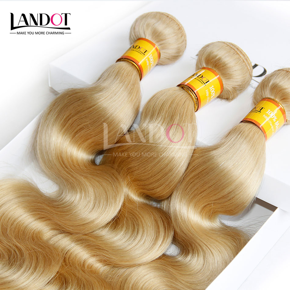 Bleach Blonde Color 613 Virgin Hair Extensions Malaysian Body Wave Hair Wefts Malaysian Human Hair Weave Bundles Tangle Free Can Be Dyed