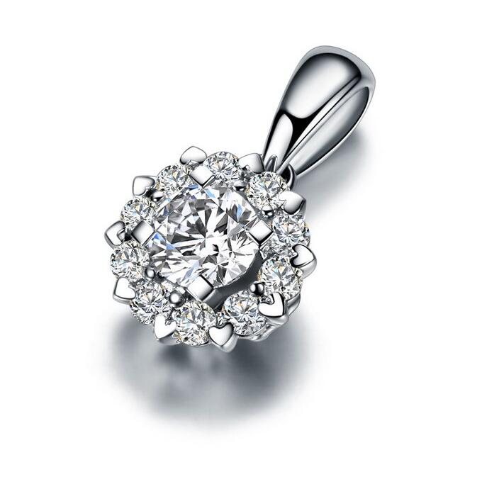 Luxury Jewelry 925 Sterling Silver Pave Stunning Round Cut White Sapphire CZ Diamond Gemstones Women Necklace Pendant No Chain