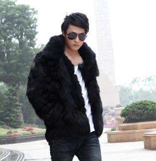 Fall-Mens Faux Fur Coat Cute Brand Elegant Men Waterproof Faux Fur Coat Turn-down Collar Casual Outerwear Solid Color D298