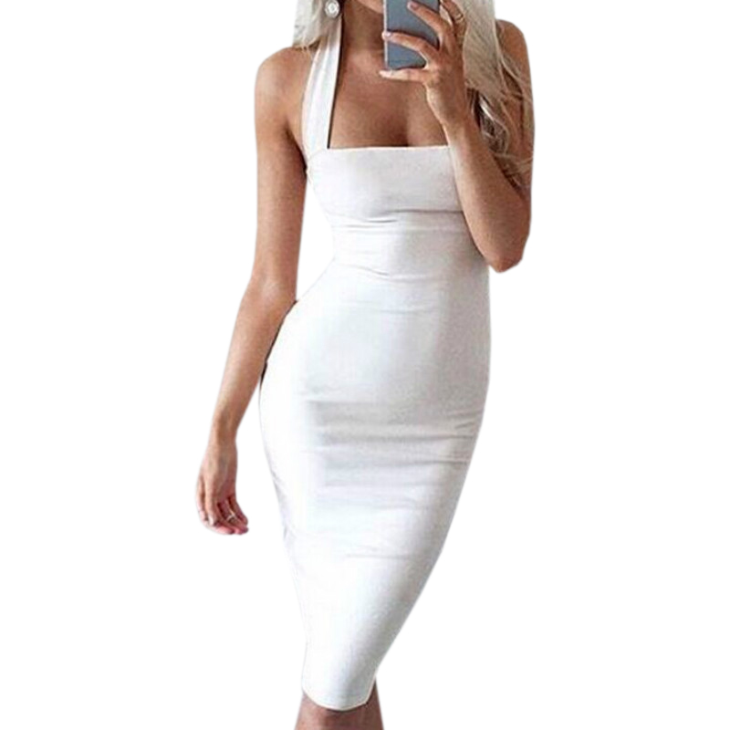 Bandage Dress Halter Strapless Summer Women Sexy Party Dresses Bodycon Sleeveless Knee-Length Club Dress Vestidos Femme GV649 q171122