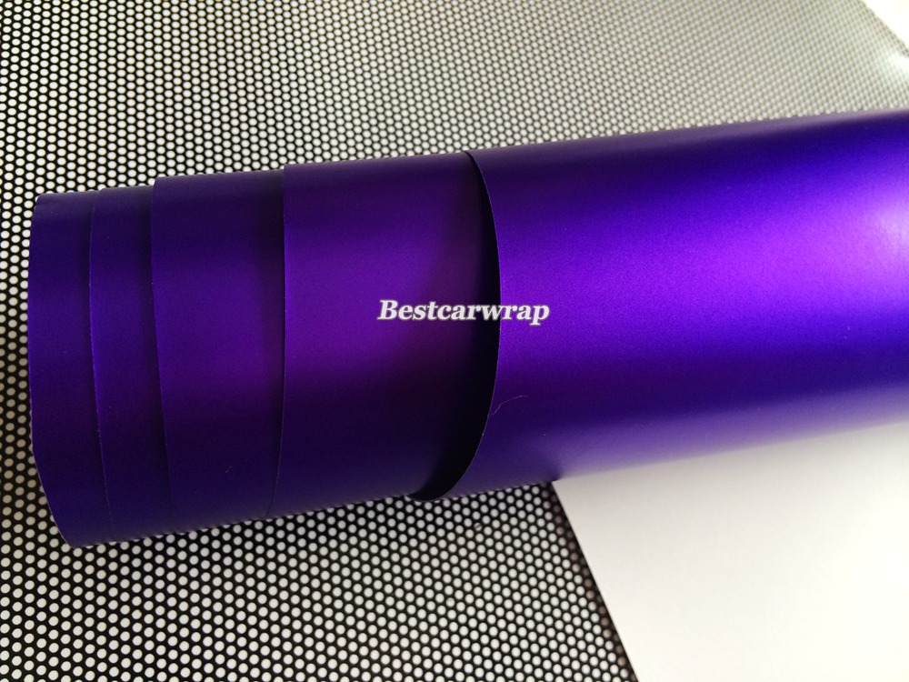 Chrome Satin Purple Viny For Car Wrap Purple Satin Matte Chrome With Air Channle For Car styling Unique Wrapping Sticker Cover 1.52x20m/Roll