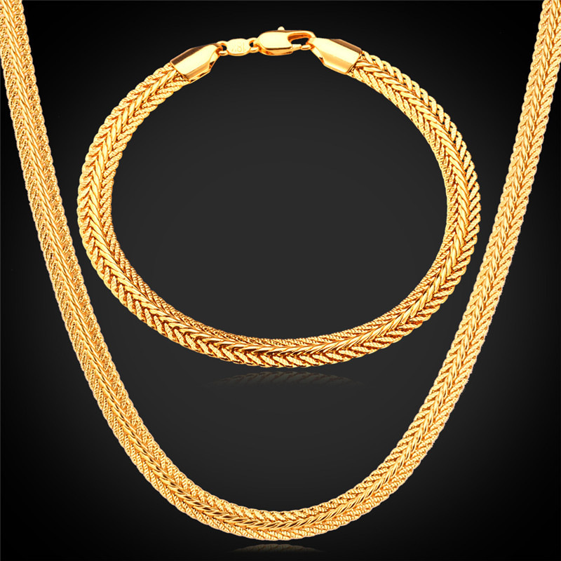 Men Jewelry Sets Classical Foxtail Bracelets 18K Gold/Rose Gold/Platinum Plated Men's Thick Chain Necklace Sets, Yellow gold plated
Men Jewelry Sets Classical Foxtail Bracelets 18K Gold/Rose Gold/Platinum Plated Men's Thick Chain Necklace Sets, Yellow gold plated