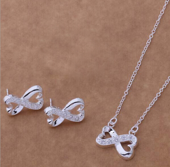 Fashion charm pendant crystal heart infinity 925 silver Earring necklace jewelry sets 10set/lot
Fashion charm pendant crystal heart infinity 925 silver Earring necklace jewelry sets 10set/lot