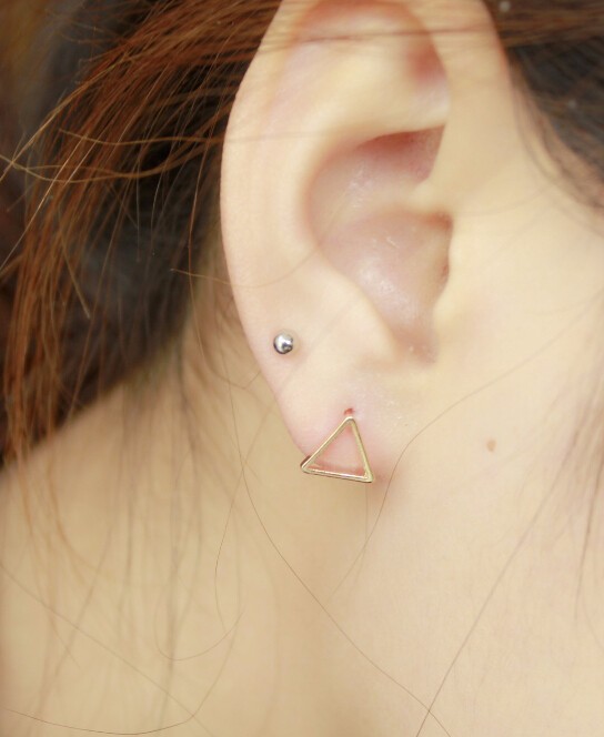 10Pair Gold Silver Tiny Hollow Triangle Stud Earrings Open Line Earrings Geometric Jewelry for Women