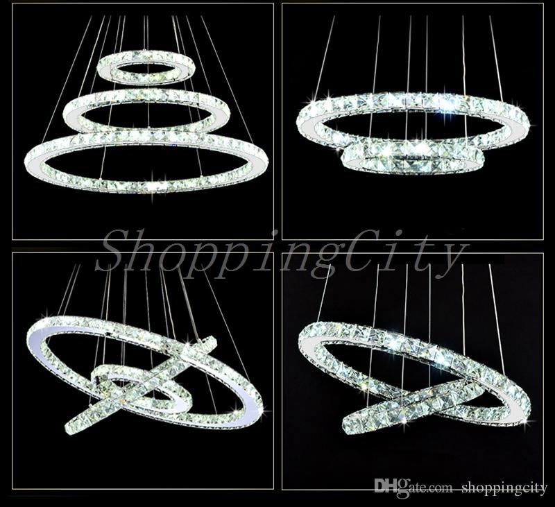 Modern LED Crystal Chandelier Ring Diamond K9 Pendant lamps lighting For Beach House Bedroom Lights Dining Room Lght