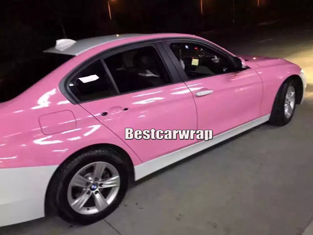 Premium Gloss Pink Vinyl wrap High Shiny For Car Wrap Film with air Bubble Free vehicle wrap covering foil like 3m 1080 Size:1.52*20M/Roll