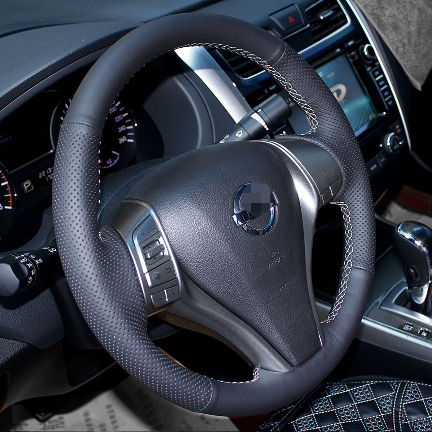 Steering wheel cover Case for NISSAN TEANA 2013 X-TRAIL 2014 Genuine leather DIY Car styling Interior decoration Leather cover