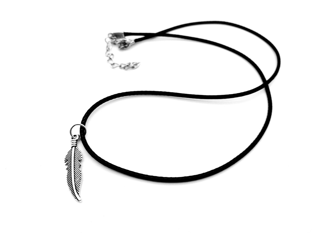 10PCS Simple Cute Long Bird Feather Necklace Indian Tree Pot Fallen Leaf Vine Olive Leather Rope Necklaces for Women