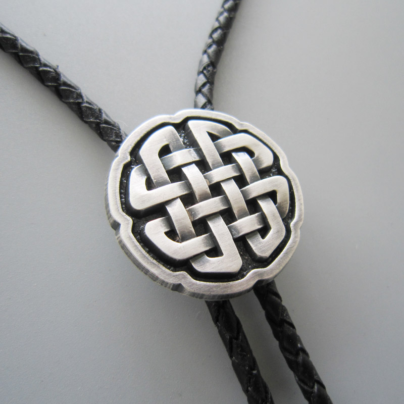 Original Antique Real Silver Plated Celtic Knot Bolo Tie Necklace BOLOTIE-070SL Free Shipping Brand New In Stock