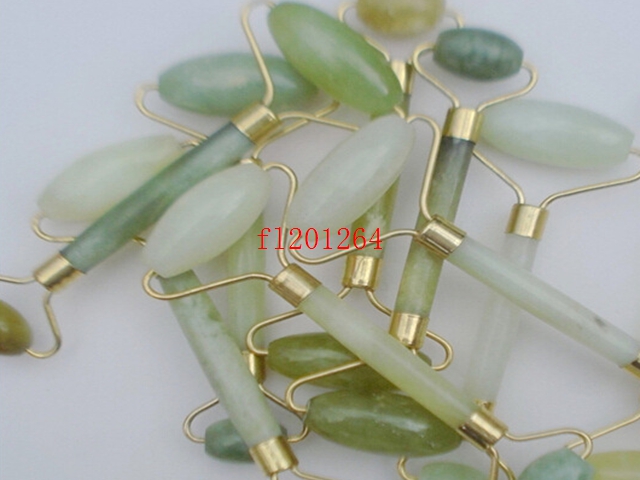 1pcs/lot Free Shipping Natural jade roller Massage double roller face Body roller stone roller Massager