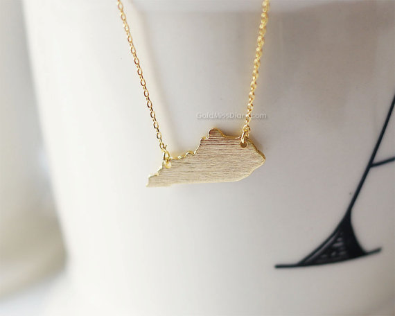 10PCS Cut Outline Kentucky State Map Necklace KY state America USA Necklaces for Hometown Gifts