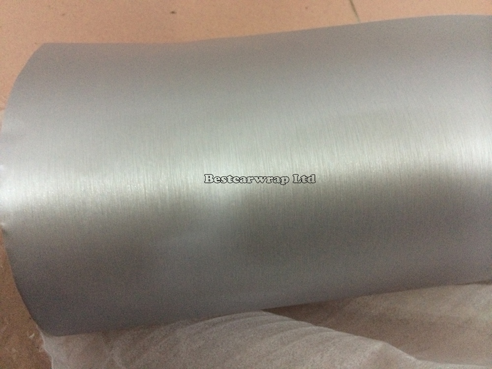 Silver Metallic Brushed Steel Vinyl For car wrapping Film Vehicle Stickers Decal Bubble Free air release Size 1.52x30M/Roll