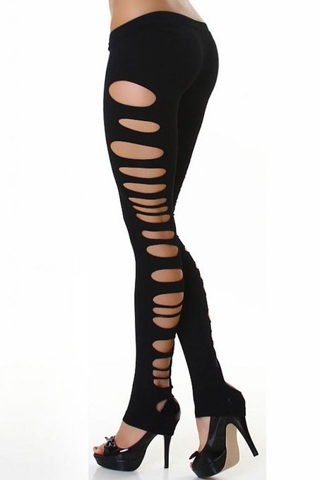 Hot Sale Candy Color Solid Color Hollow Out Club Pants Tight Stretchy Side Ripped Sexy Cutting-out Ankle Length Leggings Drop Ship Available