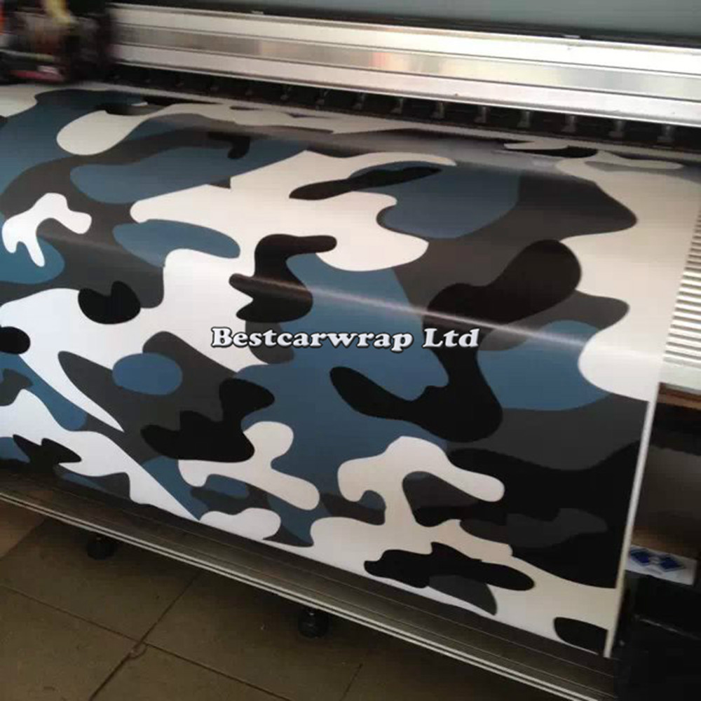 Blue White Camouflage Vinyl Car Wrap With Air Rlease Full Wrap Arctic Camo Wraps Motorcycle & Bike Wrap Cover 1.52 x 30m/Roll
