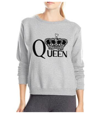 Queen Printed Hoodies Women Casual Simple Pullovers Long Sleeved O-neck Loose Tees, Red with black
Queen Printed Hoodies Women Casual Simple Pullovers Long Sleeved O-neck Loose Tees, Red with black