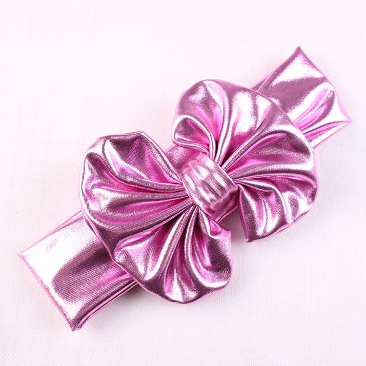 50pcs metal color latest BOW hair band bronzing headband Baby Metallic big bow elastic headband Vintage Head Wrap Hair Accessories FD6540