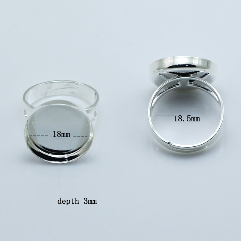 Beadsnice jewelry ring wholesale ring blanks bezel setting fits 18mm round cameo or cabochons adjustable finger ring base ID 27558
