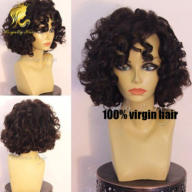 Short style! natural black short curly bob wig curly full lace human hair wigs bob lace front wig for african american black women