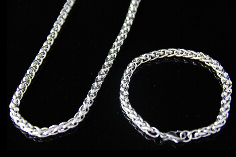 22''+8.5'' 316L Stainless Steel Jewlery Set 6mm wide Wheat Braid Link chain necklace & bracelet for Fashion Men Women Gifts Silver Tone, Black
22''+8.5'' 316L Stainless Steel Jewlery Set 6mm wide Wheat Braid Link chain necklace & bracelet for Fashion Men Women Gifts Silver Tone, Black