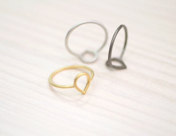 10PCS Simple Tiny Waterdrop Ring Open Teardrop Ring Cute Outline Raindrop Rings Water Tear Rain Drop for Women