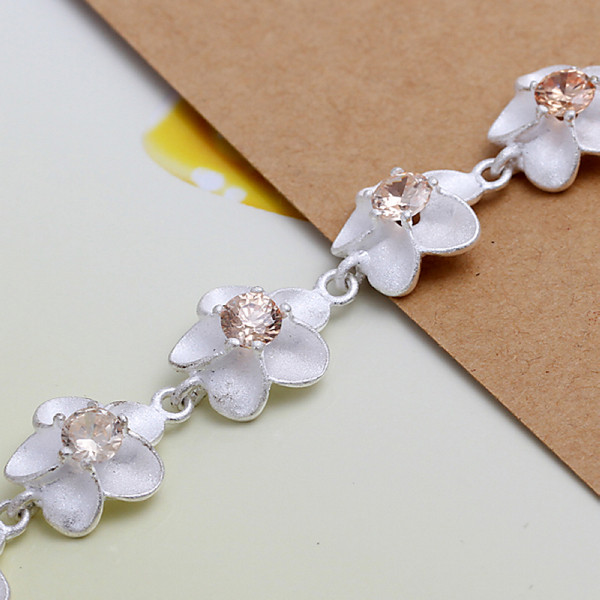 Hot sale 925 silver Full inlay Yellowstone Plum flower Bracelet DFMCH095, new fashion 925 sterling silver Chain link gemstone bracelets