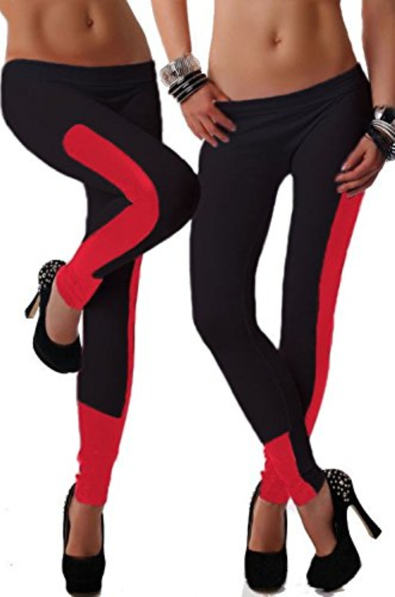 Sport Contrast trousers for women Side Faux Leather Trim Black Stretch fitness Leggings slim jegging LC79538 dear-lover