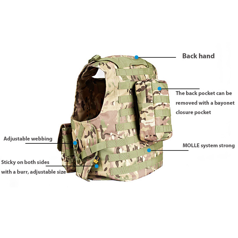 Fall-Outdoor Army Tactical Professional Vest with Molle System One Size Camouflage for  Hunting Wargame Combat 